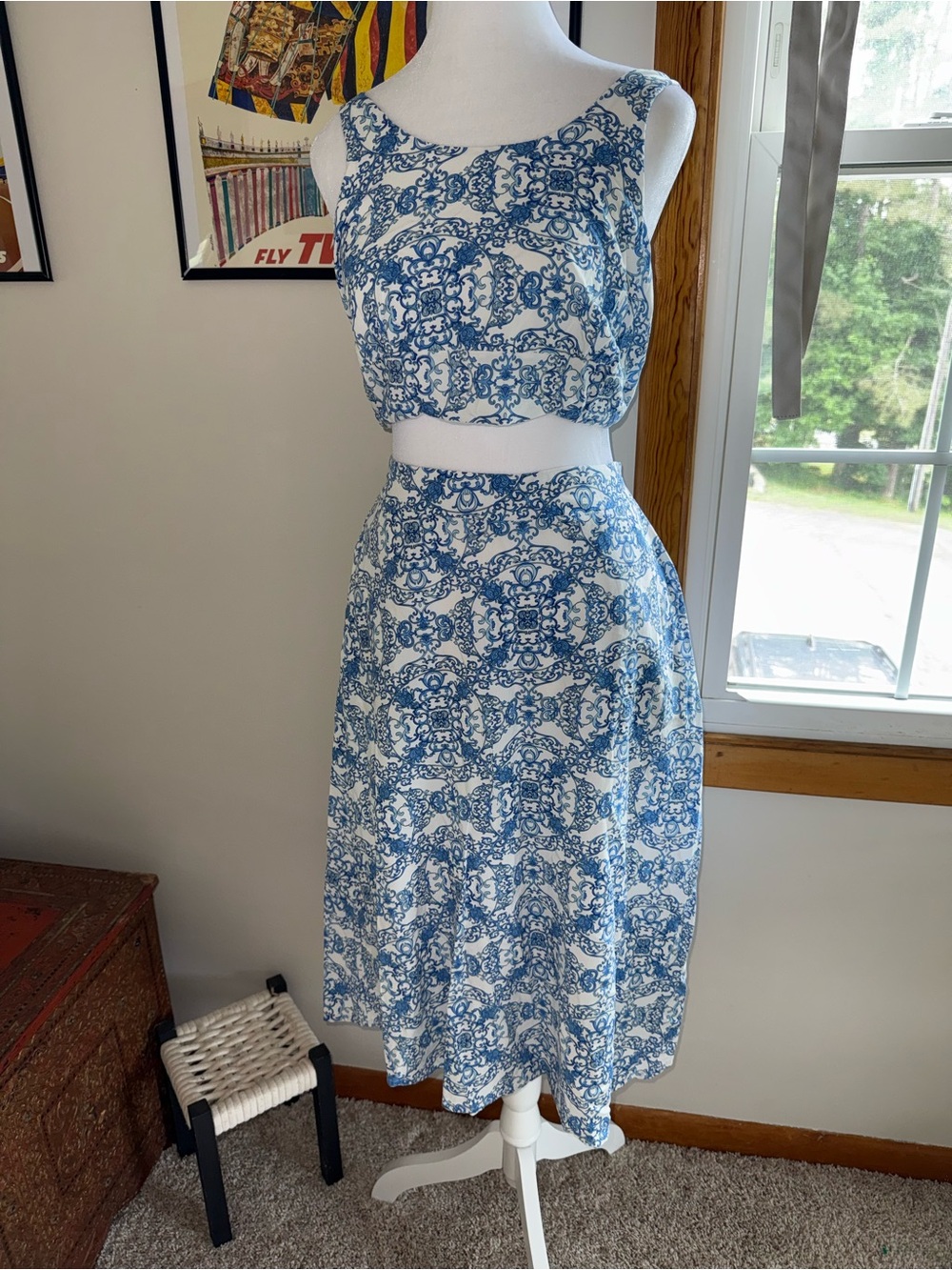 Joie 2-Piece Mosaic Print Matching Set - Crop Top & Midi Skirt